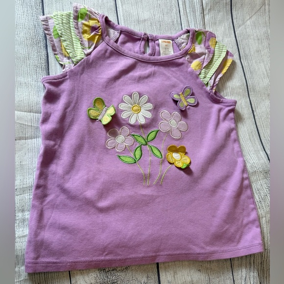 Gymboree Purple Tee with Floral and Butterfly Accents/size 5T - Picture 3 of 6